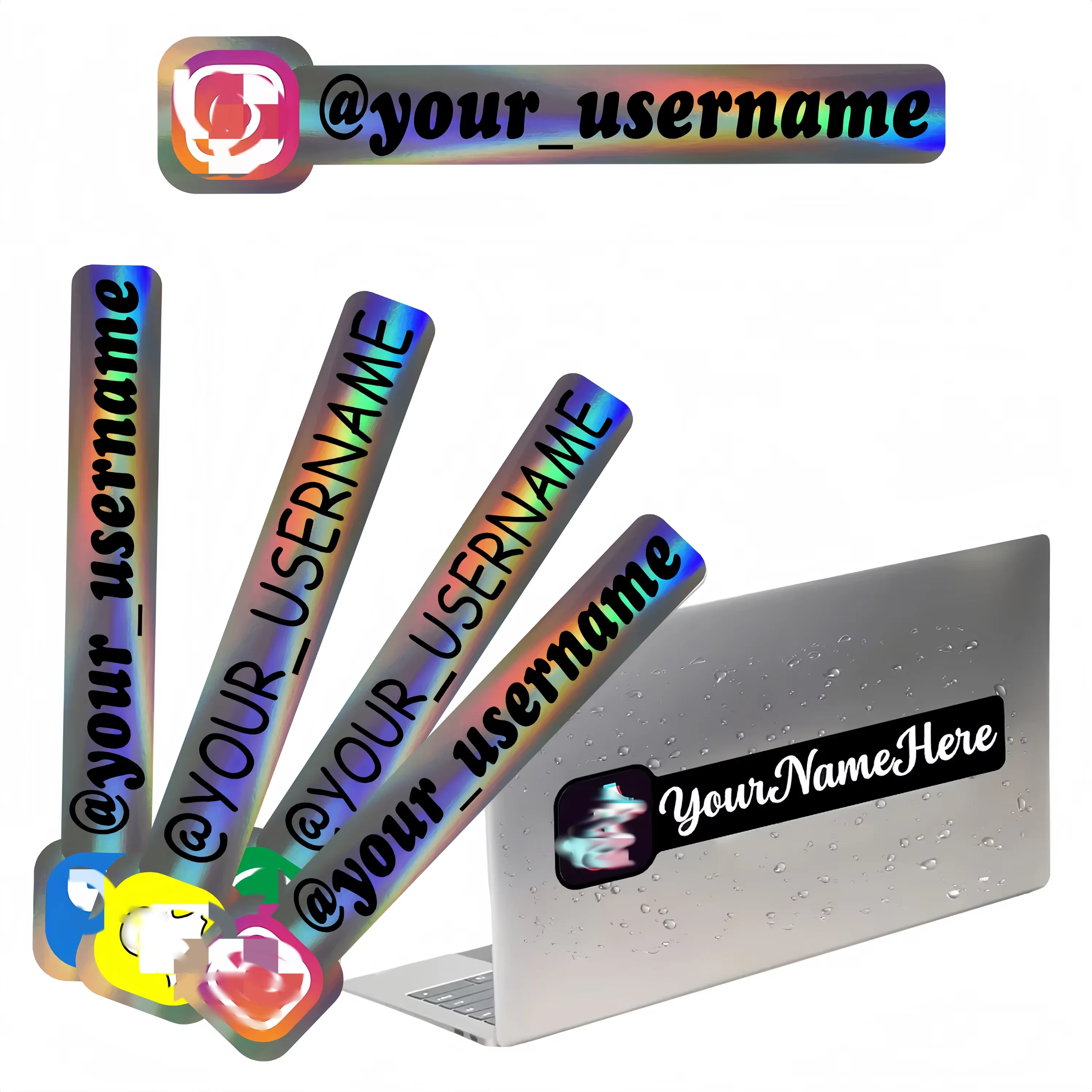 Vinyl stickers DIY with custom usernames, Instagram , TikTok,Youtube, Facebook stickers for car, motorcycle(default icon 1)