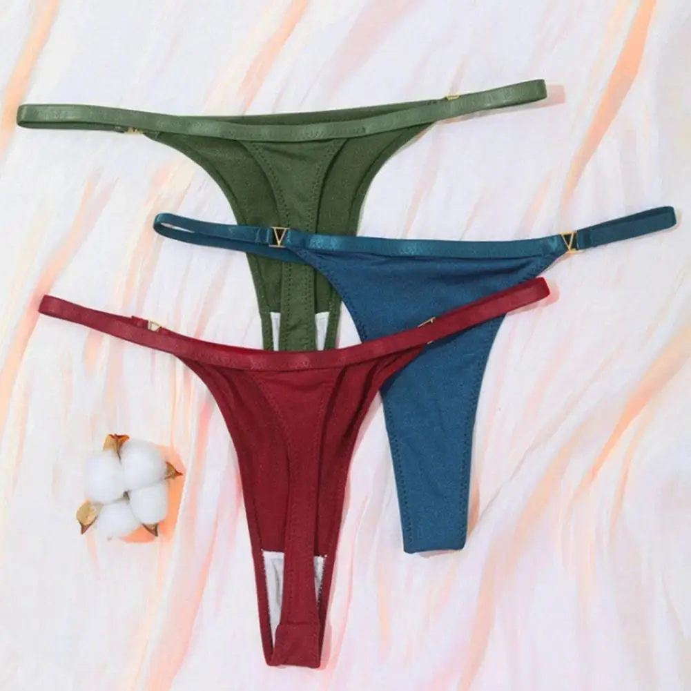 Women Thongs Thin Low Waist Solid Color Soft Breathable Anti-septic Seamless Moisture-wicking Quick-drying Lady Briefs Underpant