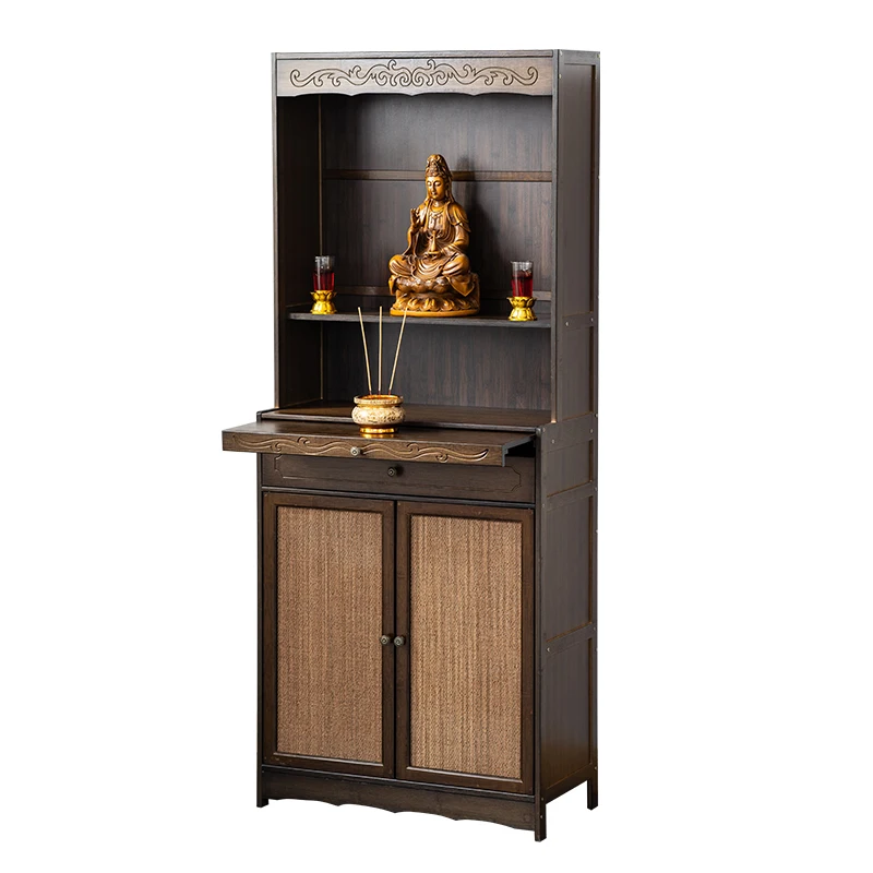 PQF Buddha Shrine Altar Cabinet Altar Living Room Buddha Statue Clothes Closet God of Wealth Bodhisattva Worship Table