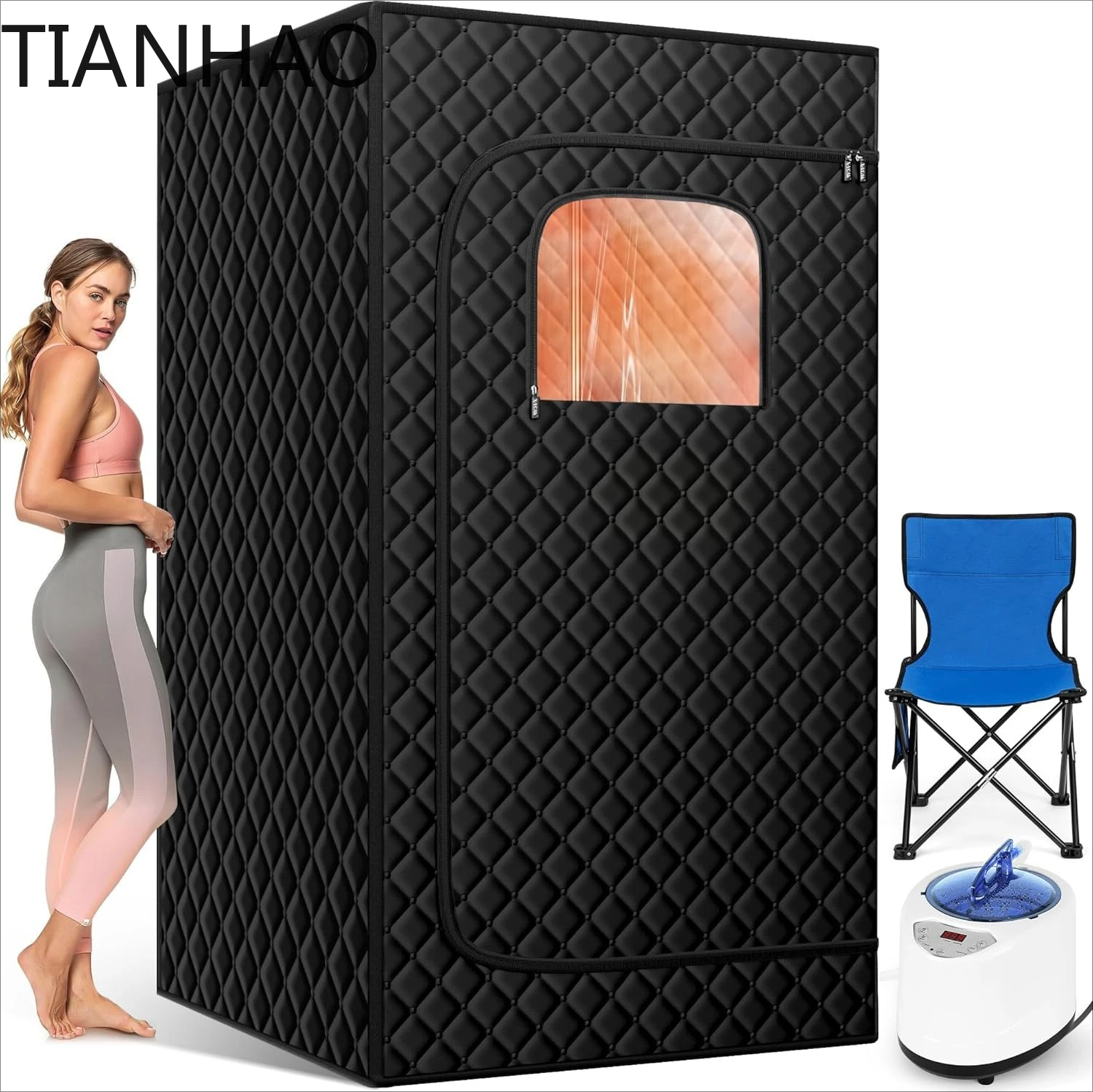 Upgraded Sauna Box for Relaxation, Detoxification, Portable Steam Sauna for Home with Steamer, 9 Levels, 2.6’ x 2.6’ x 5.9’