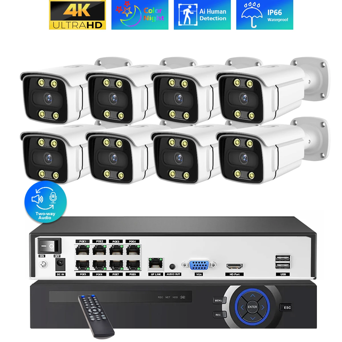 Webcam 4K - 8CH H.265 POE CCTV NVR نظام