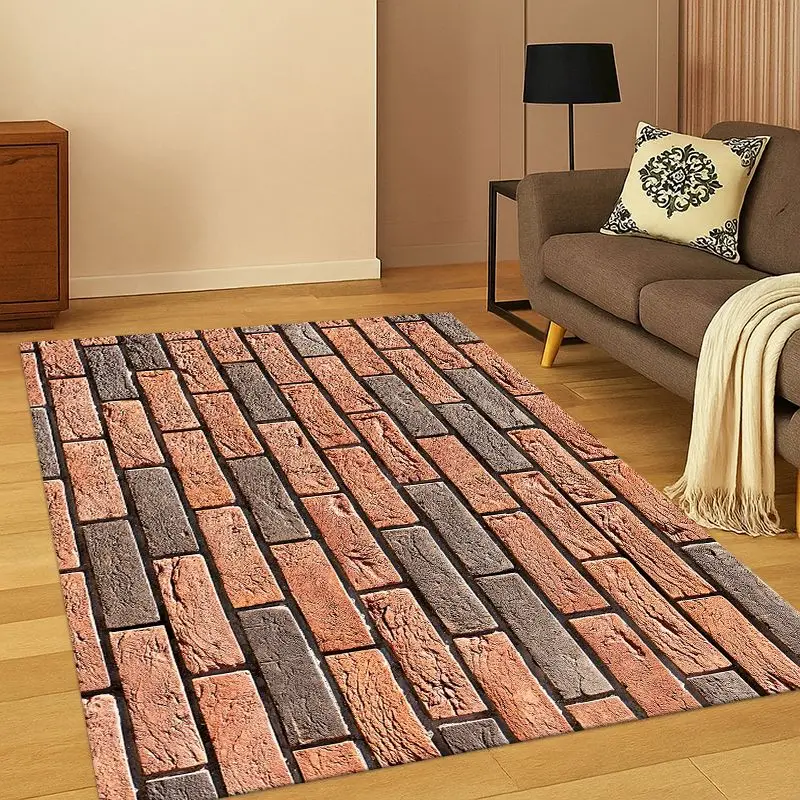 Vintage Brick Stone Carpet Rug for Bedroom Living Room Sofa Playroom Doormat Home Decor,Kid Game Area Rug Non-slip Gift