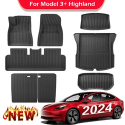 TPE 2024 Новые коврики для Tesla Model 3 Highland, всепогодные передние и задние грузовые коврики, водонепроницаемые противоскользящие коврики, аксессуары