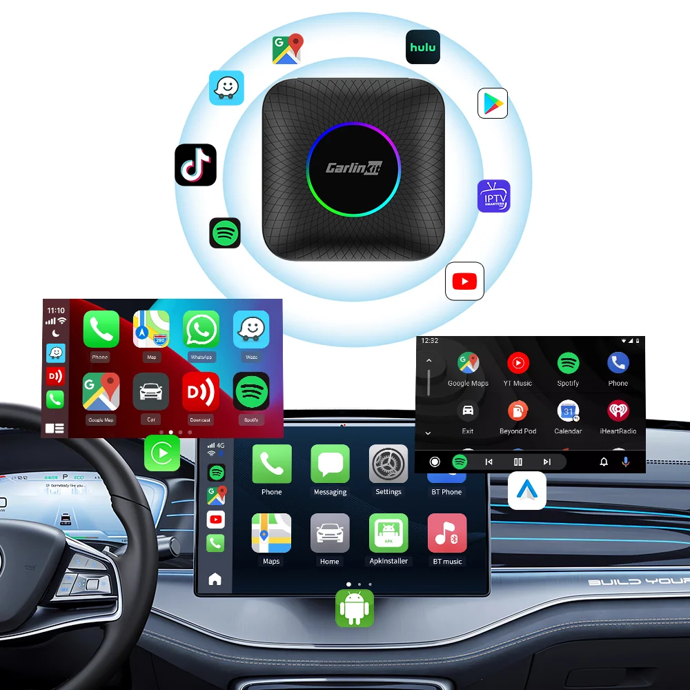4G+64GB Carplay Android Auto Ai Box Universal Mini Android 13 Car Accessories Wireless Adapter Carplay Box