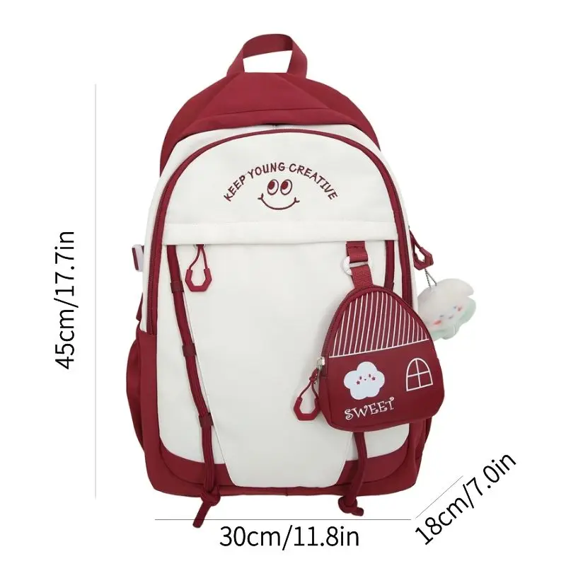 2 Piece Fashion Cute Student School Bag Casual Large Capacity Waterproof Backpack Woman Book Bag Girl