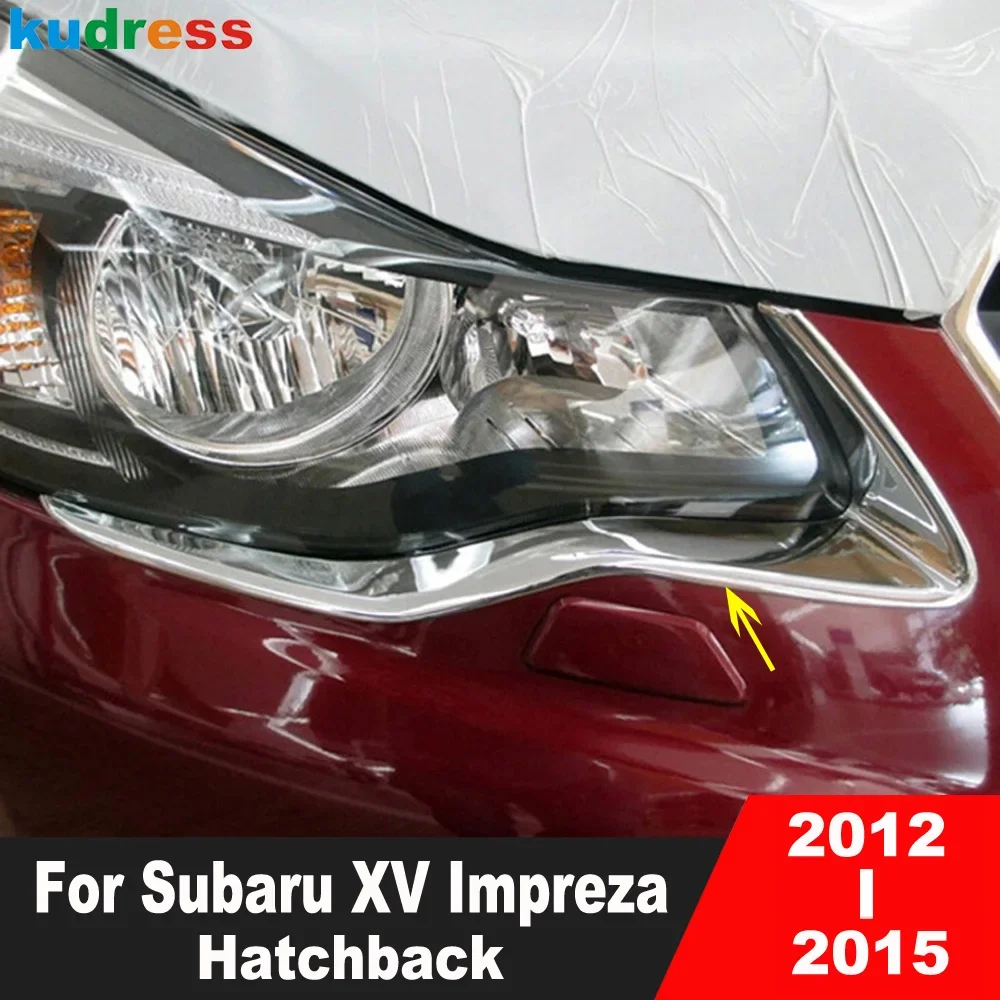 

For Subaru XV Impreza Hatchback 2012 2013 2014 2015 Chrome Car Front Head Light Lamp Eyebrow Cover Trim Headlight Eyelid Strip