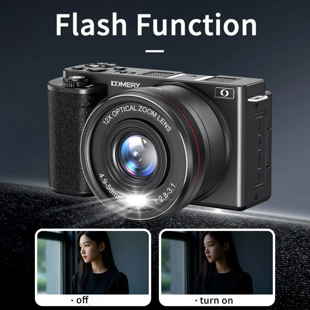 12X Optical Zoom 5K 72MP Digital Camera For Photography 3.0" 270° Flip Rotate Touch Screen Livestream Webcam 4K WIFI Camcorder