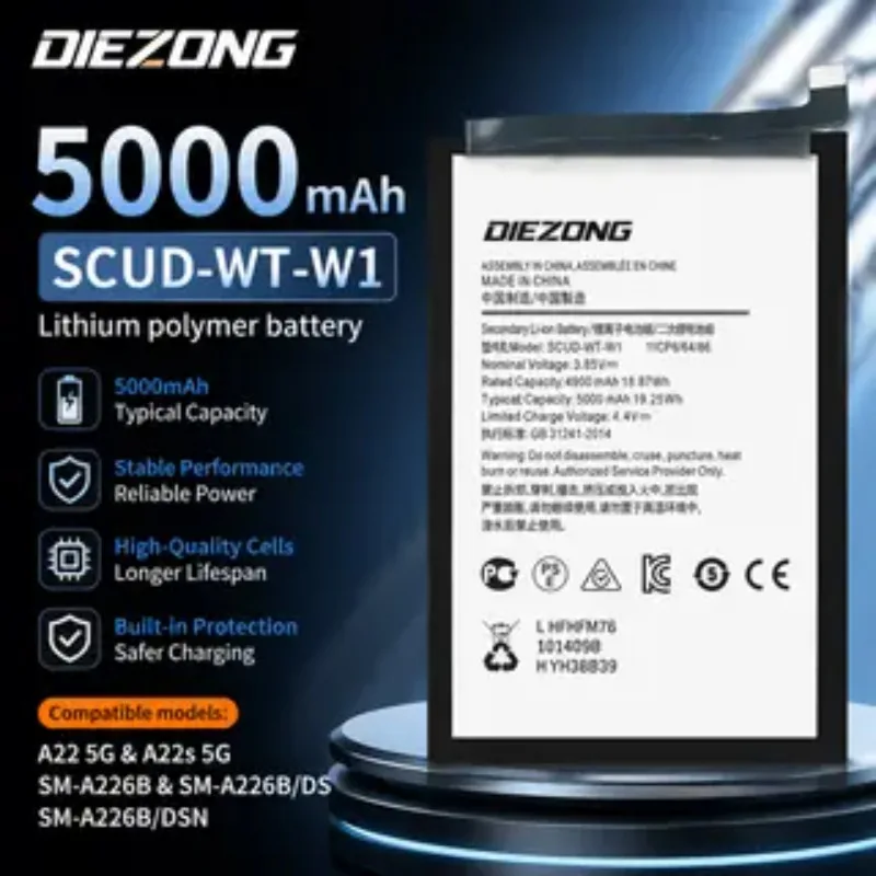 High-quality SCUD-WT-W1 5000mAh Battery for Samsung Galaxy A22 5G/F42 5G/A226 High Quality Mobile Phone Battery Compatible