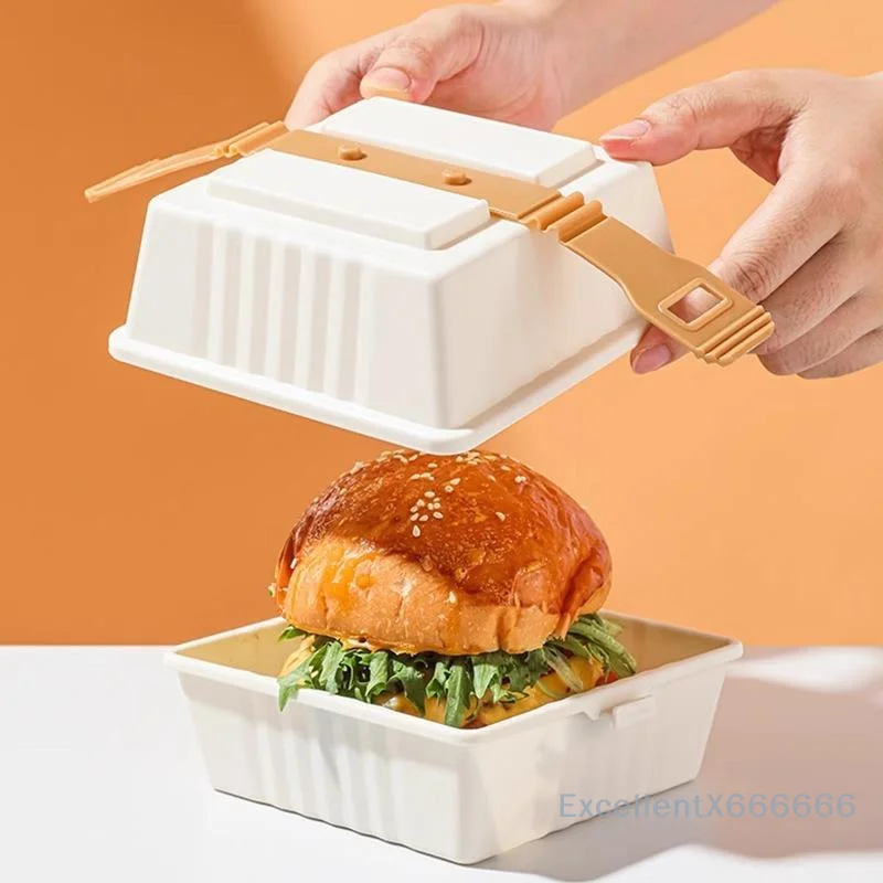 

Premium Lunch Boxes With Sturdy Strap For Easy Grip Sandwiches & Burger Food Containers For Holiday Picnics Kitchen Storage Box