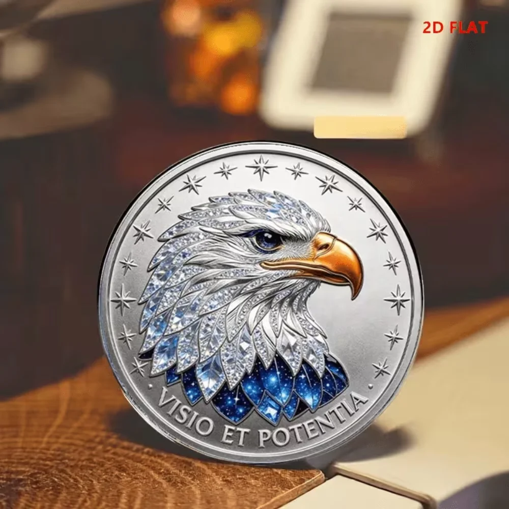 Flat Glass Bald Eagle Brooch Stainless Steel 