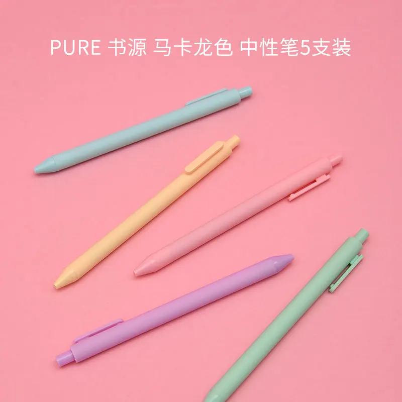 Kaco 5PCS/Set Gel Pen Morandise Macaroon Retro Colors Sign Pen Stationery 0.5MM Color Ink Macaron Pens for School Office