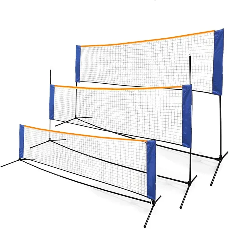 Portable Adjustable Height Sports Net Set for Badminton Tennis Volleyball, Foldable Frame with Carry Bag, Outdoor Beach Backyard