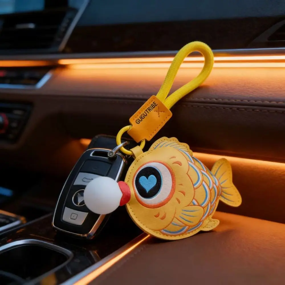 New Pinch Squeeze Bubble Blowing Fish Keychain Stress Relief Car Key Keyring Bag Pendant PU Leather Backpack Charm Accessories