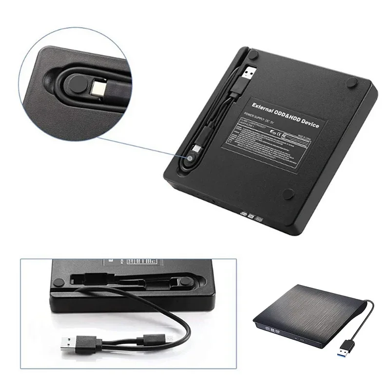 USB 3.0/ 3.0 + Type-C SATA To USB CD ROM ODD Case Box 9.5/12.7mm External Optical Disc Drive Enclosure Not Include Optical Drive