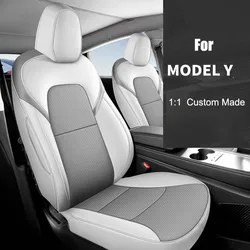 Coprisedile per auto specifico personalizzato per Tesla Model Y completamente coperto con set completo anteriore e posteriore 5 posti in lino e pelle artificiale