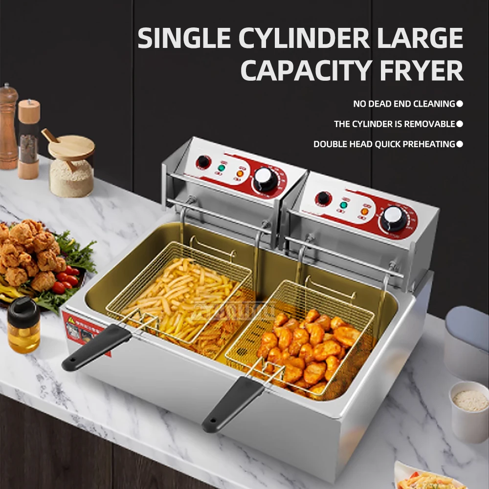20L große Kapazität elektrische Fritteuse kommerzielle konstante Temperatur Hühnerfritteuse Edelstahlfritteusen