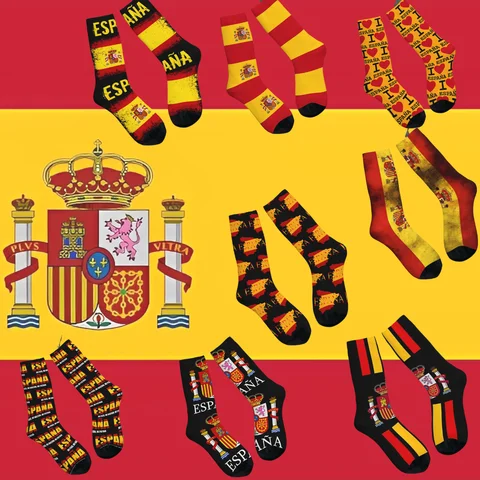 Spain Flag Stockings Spanish Graphic Fashion Socks Spring Non Slip Socks Men's Skateboard Medium Soft Sock