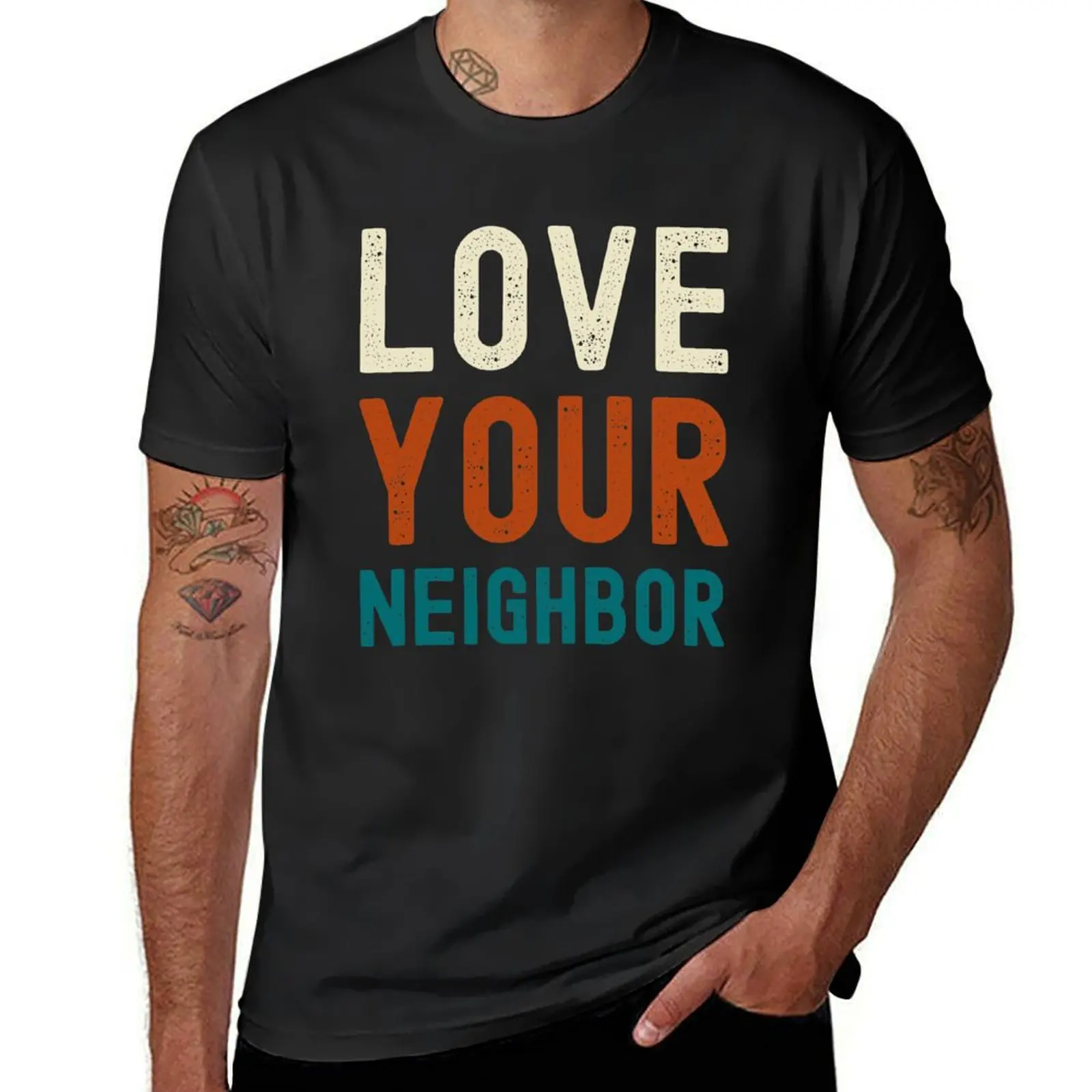 love your neighbor T-Shirt cute tops kawaii clothes plus size tops quick drying fitted t shirts for men