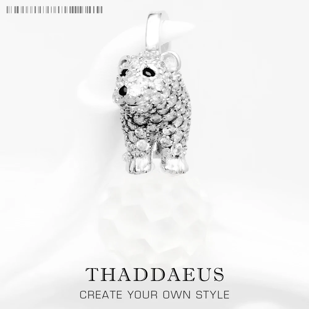 

Женский кулон с подвеской в виде медведя из серебра 925 пробы