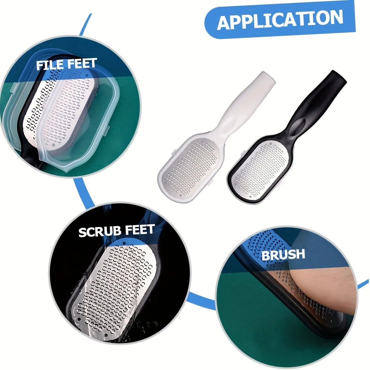 Professional Stainless Steel Foot File and Remover with Handle and Splash Guard Dead Light Scraper Tool Pedicure Tool