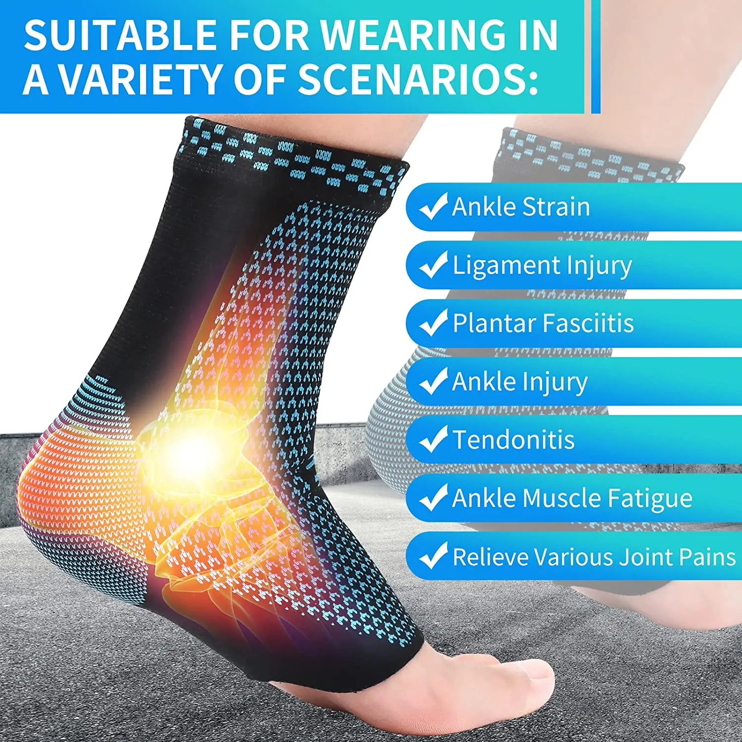 1 PC Sports Ankle Brace Compression Strap Sleeves Support 3D Weave Elastic Bandage Foot Protective Gear Gym Fitness