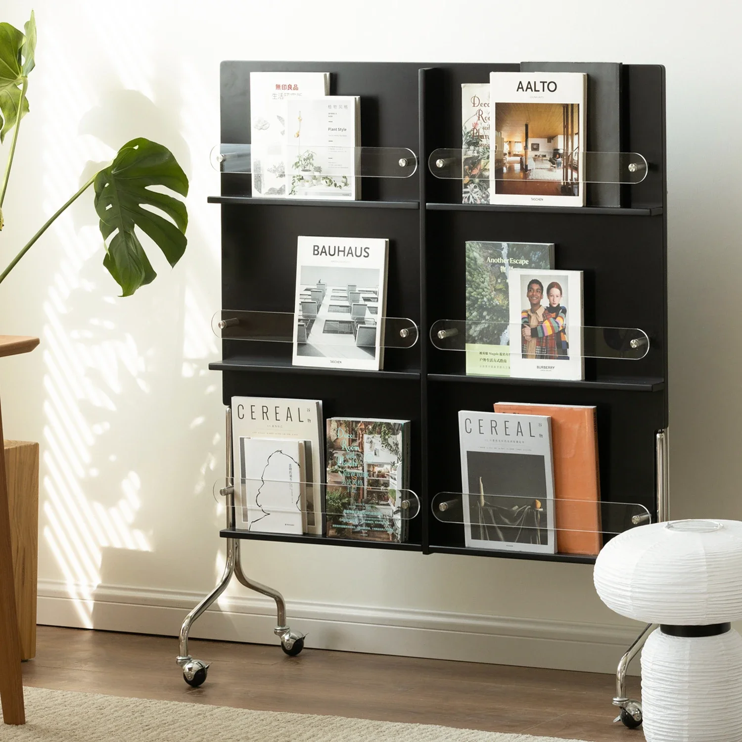 

Living Room Book Shelf Vintage Magazine Storage Solid Wood Display Stand