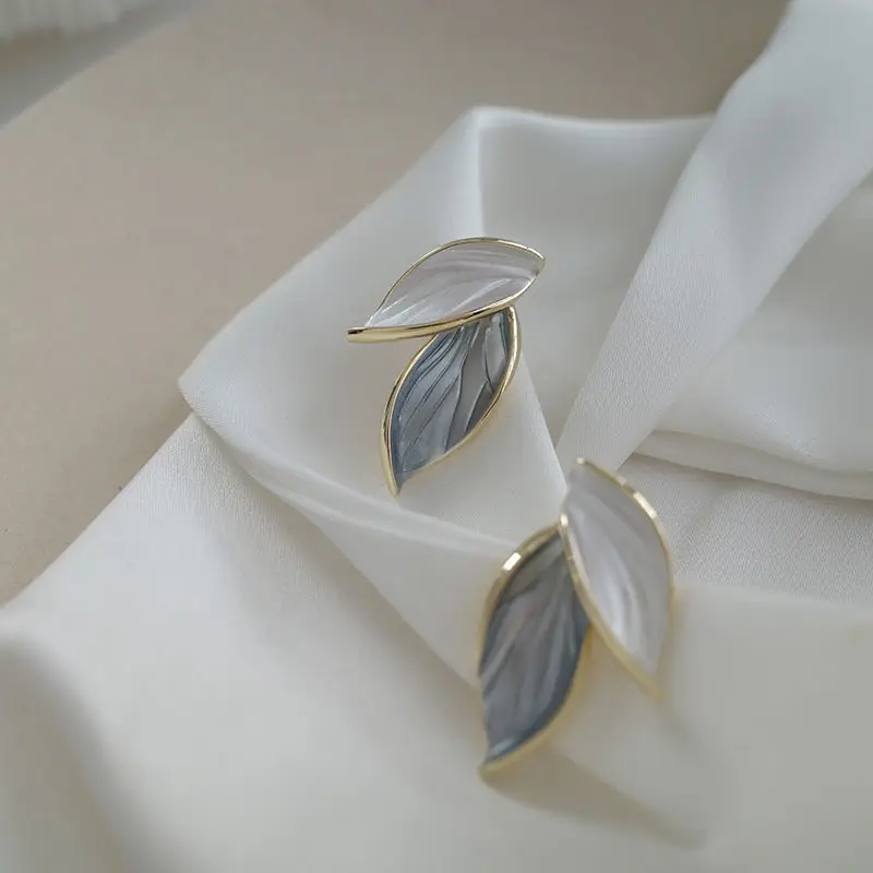 New Fashion Trend S925 Silver Needle Unique Design Romantic Exquisite Simple Blue Tree Leaf Earrings Women\'s Jewelry Party Gift