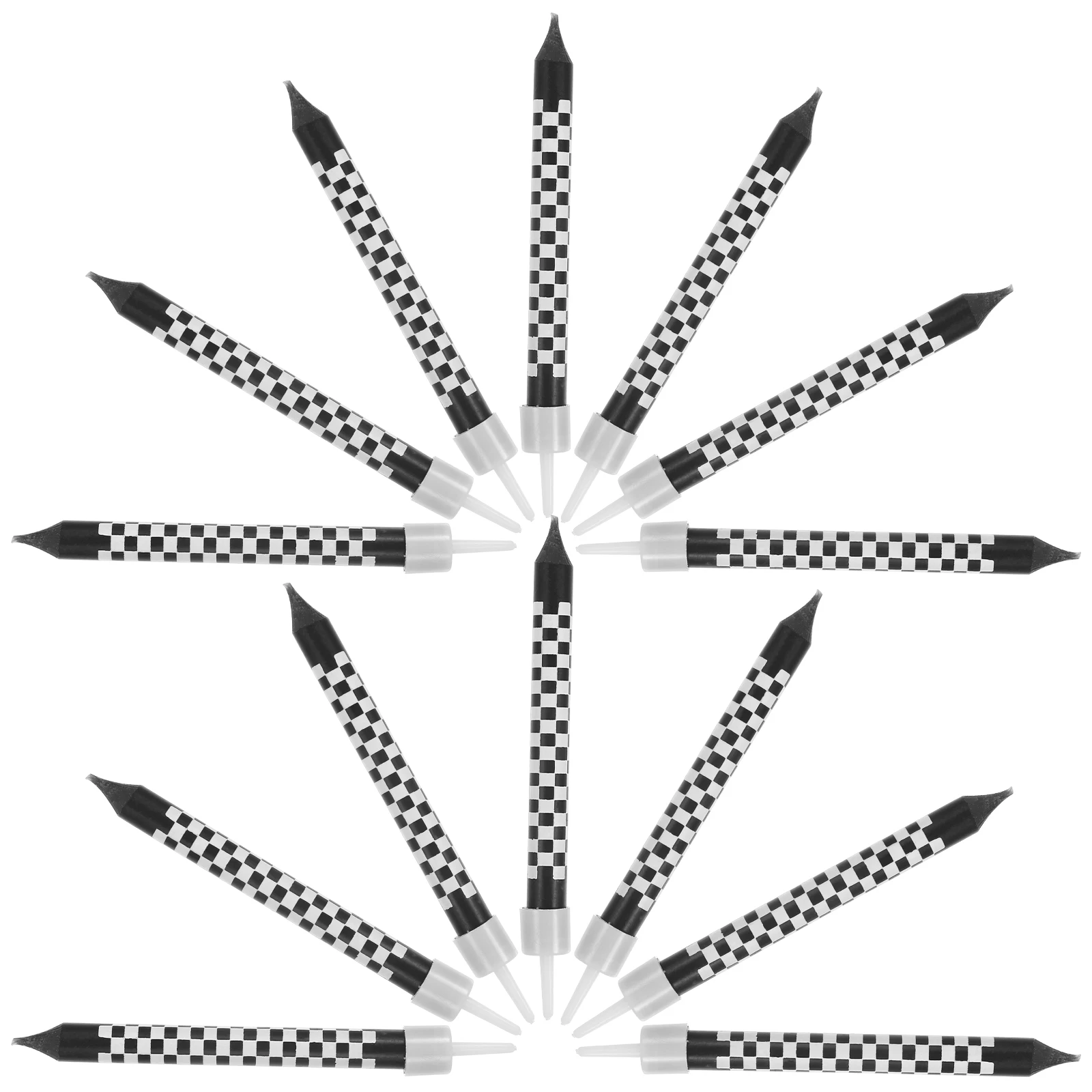 

12 Pcs Checkered Flag Candles Birthday Checkers Cake Black Decorations Print for