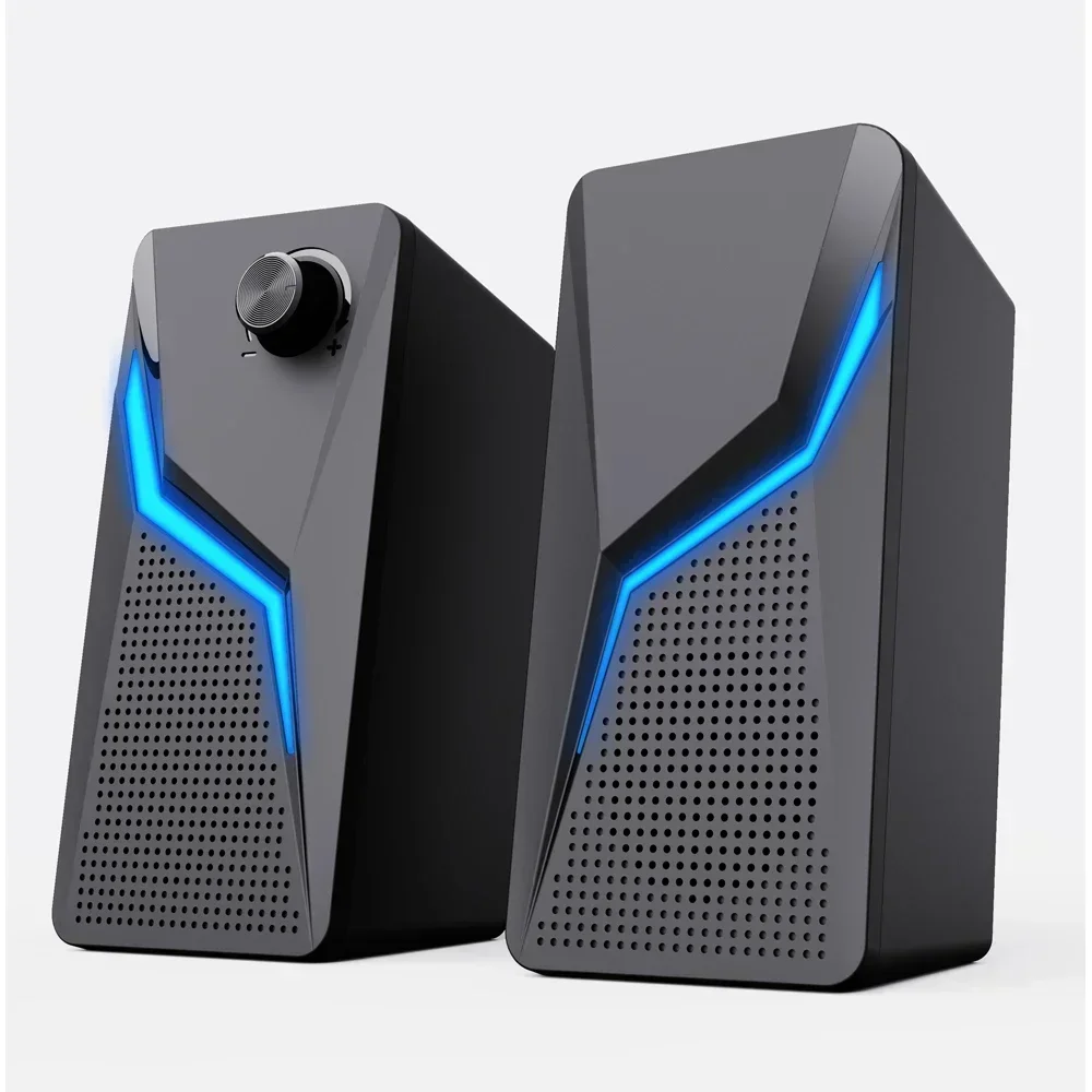 With LED RGB Lighting Strong Speakers PC Sound Box HIFI Stereo Microphone USB Wired Bass 2.0 Loudspeaker Computer Gaming