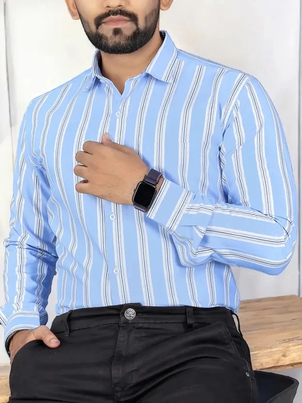 

Мужская официальная рубашка с длинным рукавом, рубашка в полоску с принтом, мужская и женская модная повседневная гавайская рубашка, офисная деловая блузка, мягкая стандартная посадка