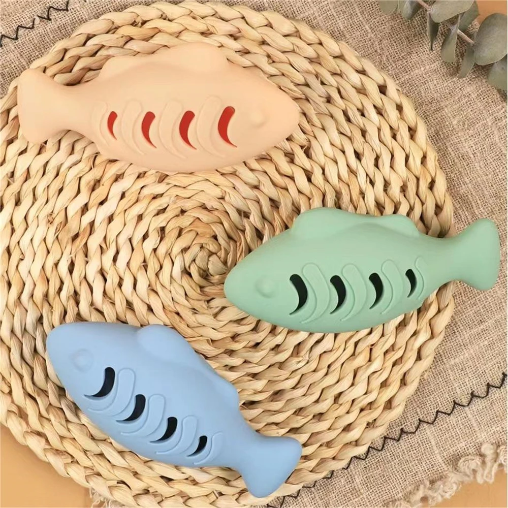 Self-beating Stick High Quality Self-entertainment Ease Of Use Cat Joy Supply Durable Silicone Fish Toys Interactive Feline Toys