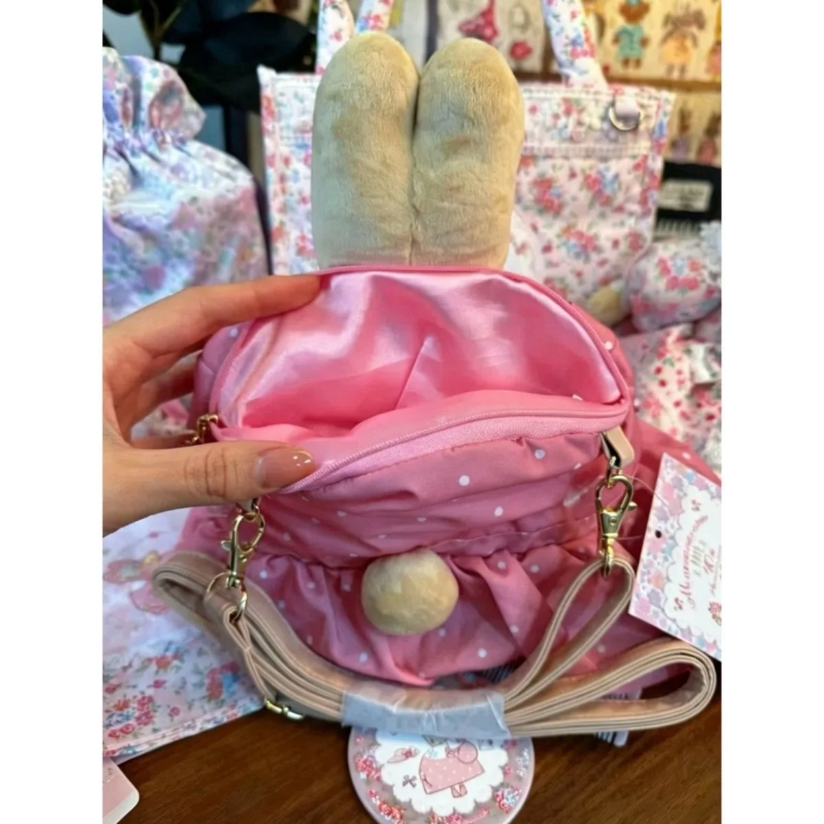 Cute Jasmine Rabbit 40th Anniversary Floral Print Crossbody Bag Women's Storage Pouch Vintage Style Shoulder Bag for Ladies