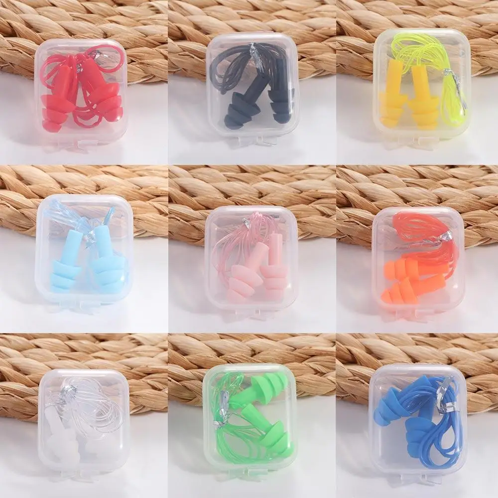 Surf Nasal Protection Swimming Accessories Sports Hearing Nasal Clip Earplugs with Rope Swim Ear Plugs Silicone Ear Plugs