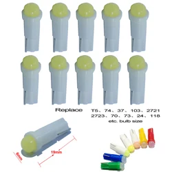 10pcs T5 17 18 74 LED Car Motorcycle Dashboard Light Wedge Instrument Lamp Indicator Signal Bulbs DC 12V white red ice blue