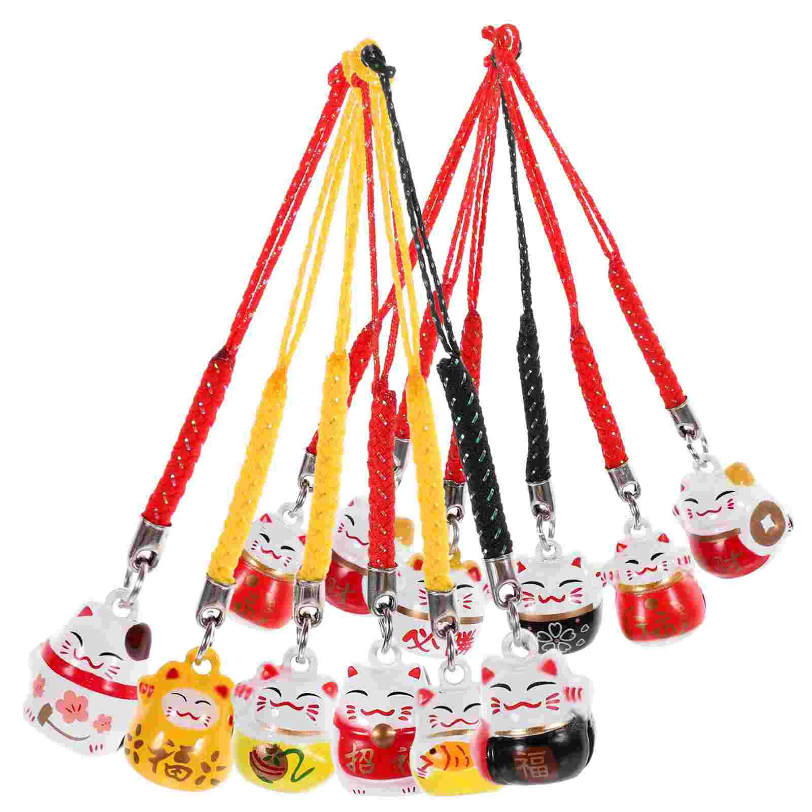 12 Pcs Pendant Keychain Decorations Pendants for Red Accessories Cat Bell Adornments Hanging Bells Silky Miss Car Accesories