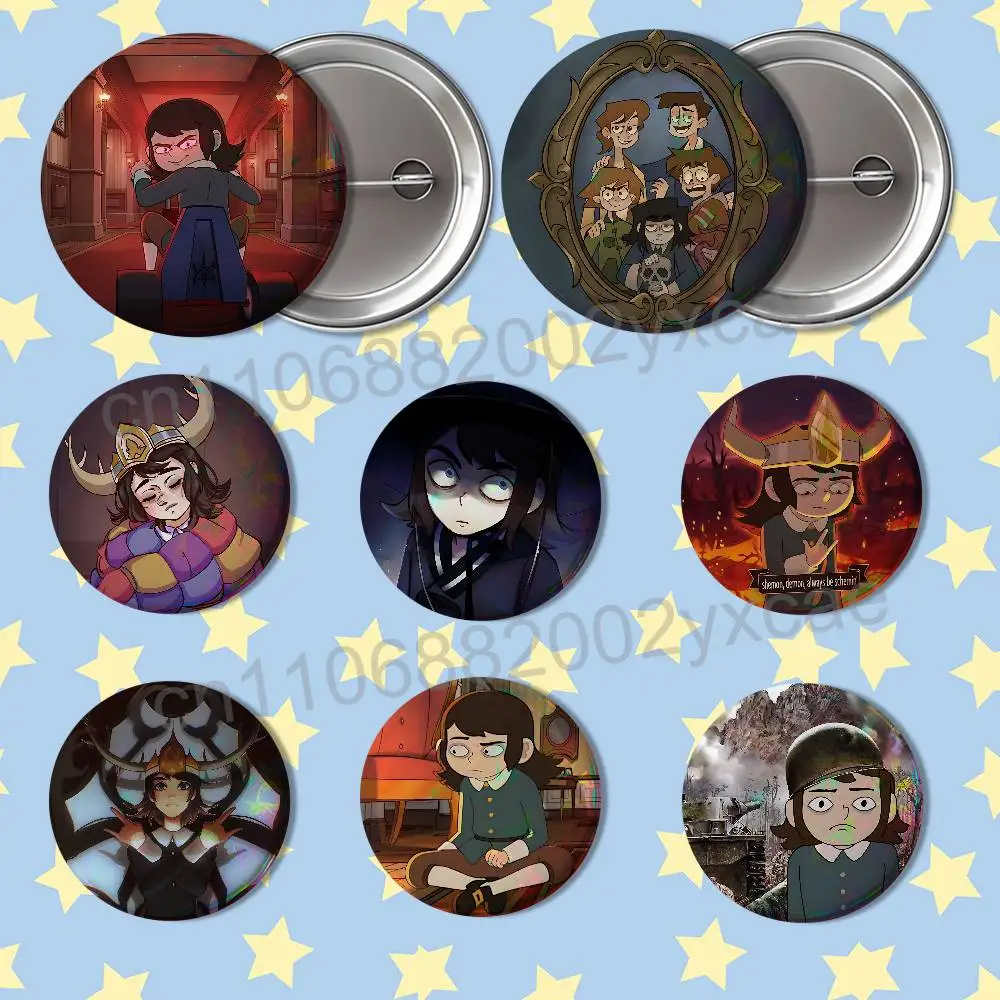 Horror comedy Abaddon Haunted Hotel Badges Badges On Backpack Jacket Cartoon Round Brooches  Acrylic Button Pins Collection