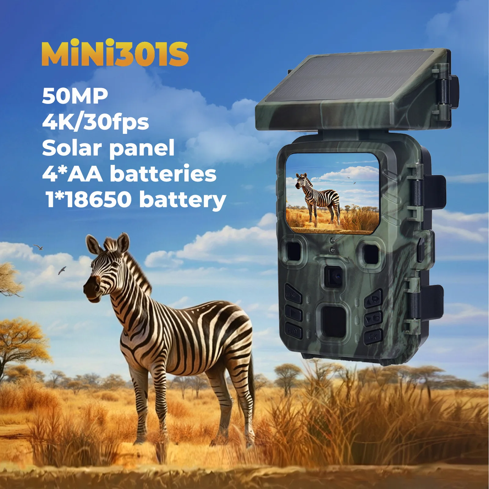 4K  Trail Camera 50MP Night Vision Mini301S for Hunting Outdoor Wildlife Scouting Surveillance Photo Traps