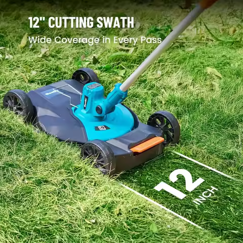 Seesii-ST8613 String Trimmer 12’’ Cordless Weed Wacker &amp; Edger Electric Lawn Mower 1.3’’/2.1’’ Adjustable Deck for Garden/Yard