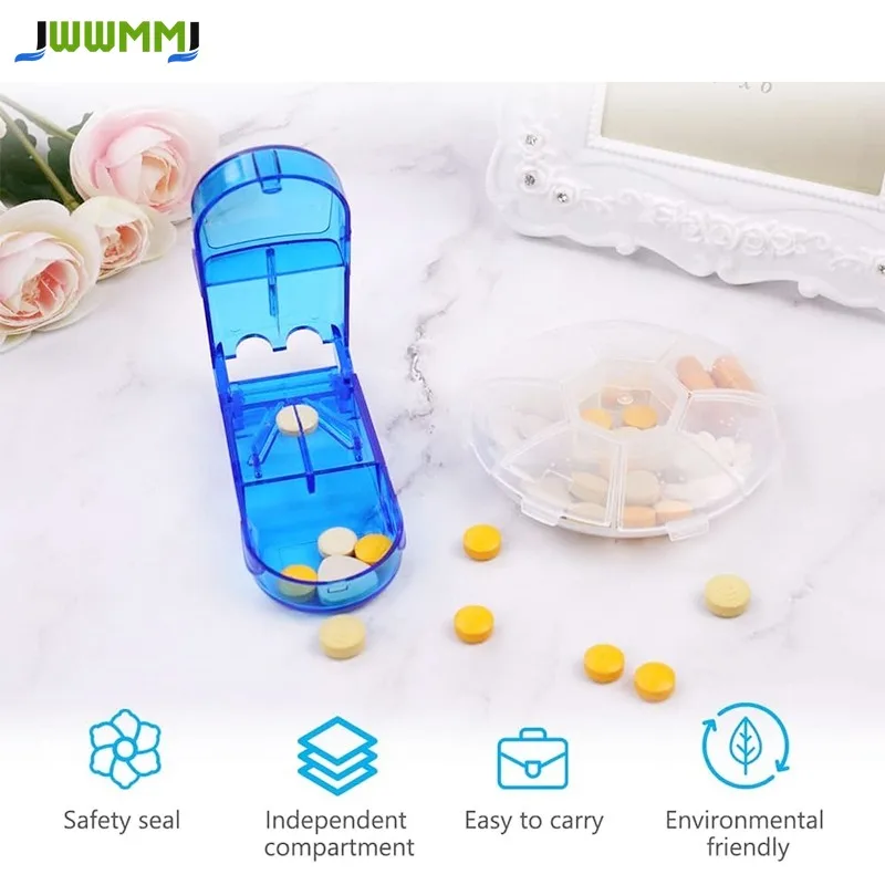 1Pcs Pill Cutter,Portable Travel Small Pill Box Case Holder,Purse Medicine Container for Cutting Vitamins Tablets