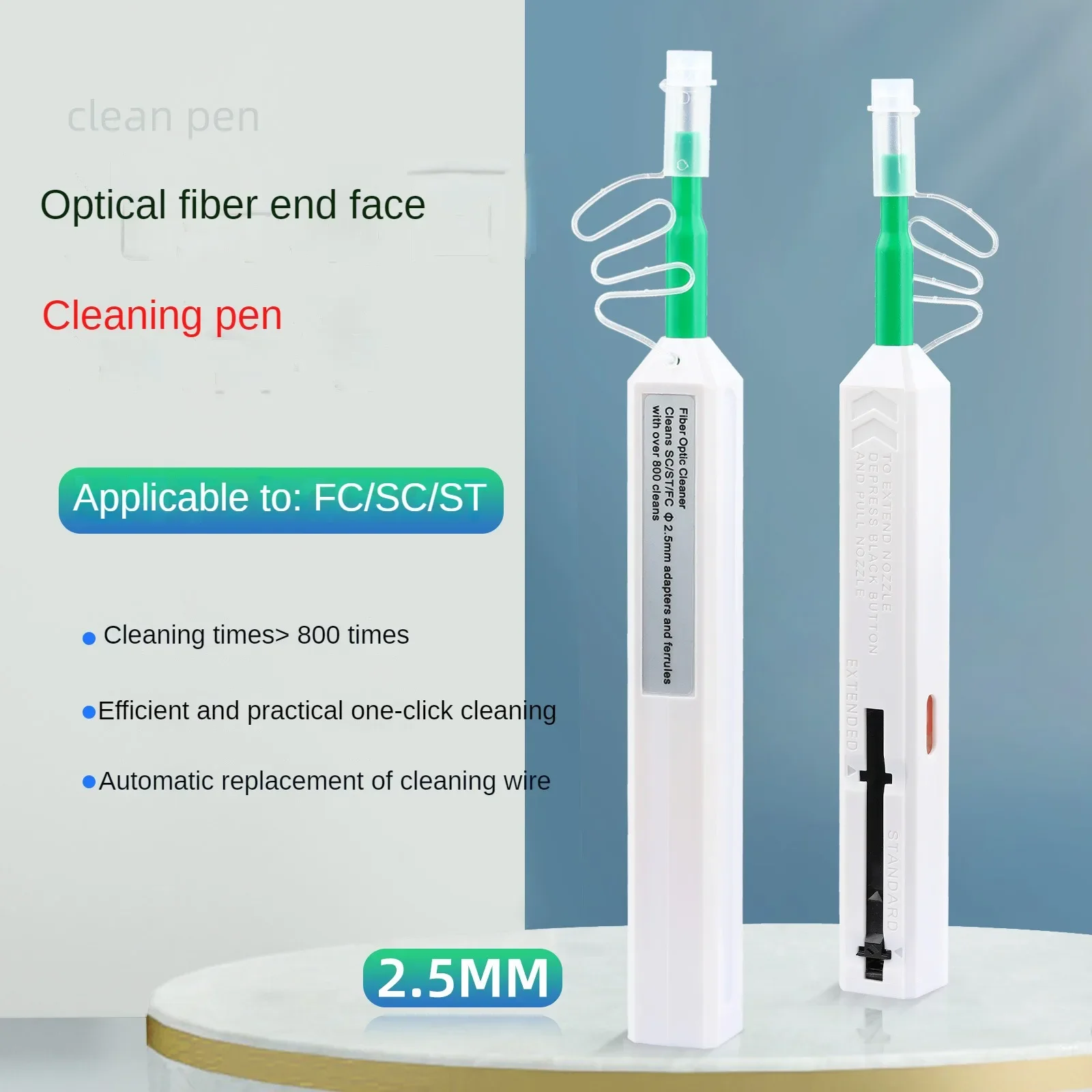 Fiber Optic Cleaning Pen Fiber Optic Interface Connector Flange Cleaner One Press Type Fiber Optic End Face Cleaning 2.5MM