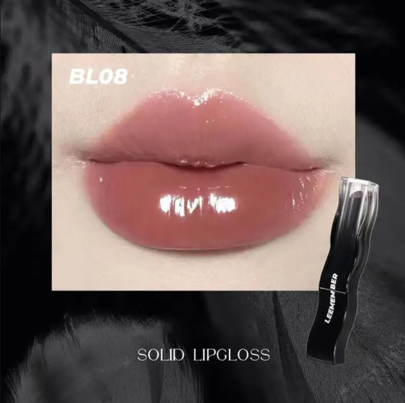 LEEMEMBER Black Feather Series Of Solid Lip Gloss Moisturizing Mirror Lip Glaze Moisturize Tint Women Beauty Makeup Cosmetics