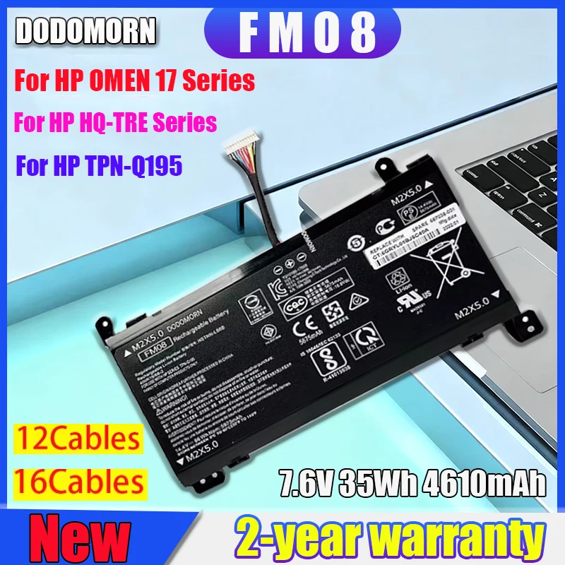 

DODOMORN New FM08 Battery For HP OMEN 17-an013TX 17-an014TX TPN-Q195 HSTNN-LB8B TPN-Q195 8922753-421 Fast delivery