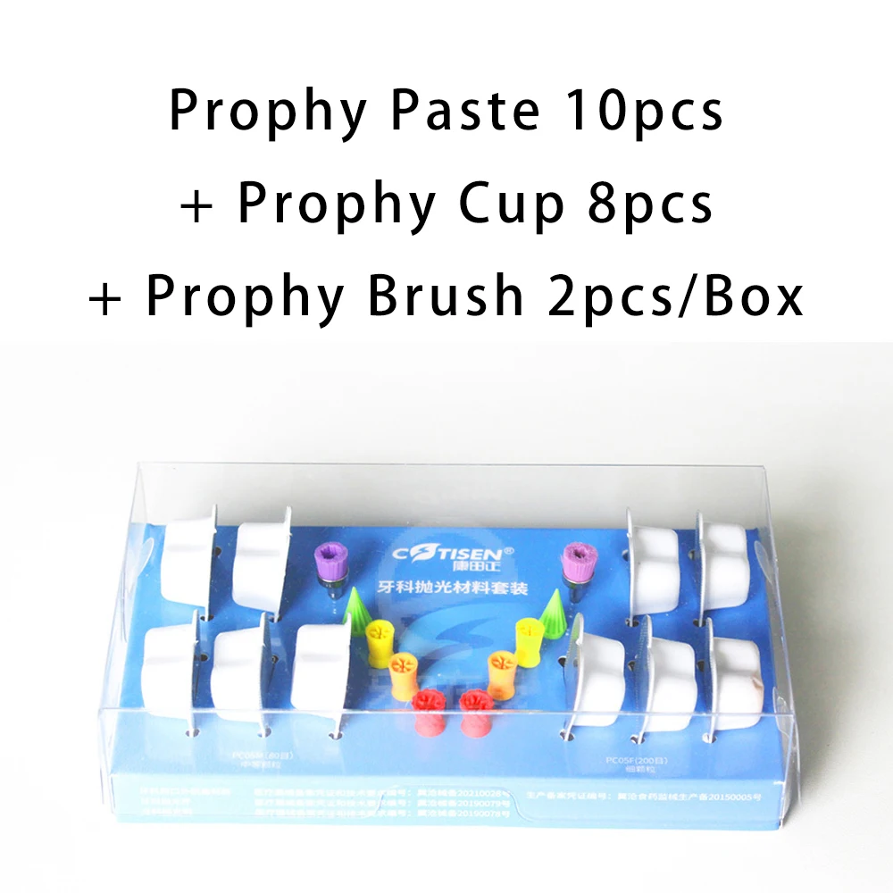 Polishing Paste Dental Tooth Polish Grit Cleaning Teeth Whitening Colorful Prophy Kit Set Brush Cup Dentist Tool Product Cotisen