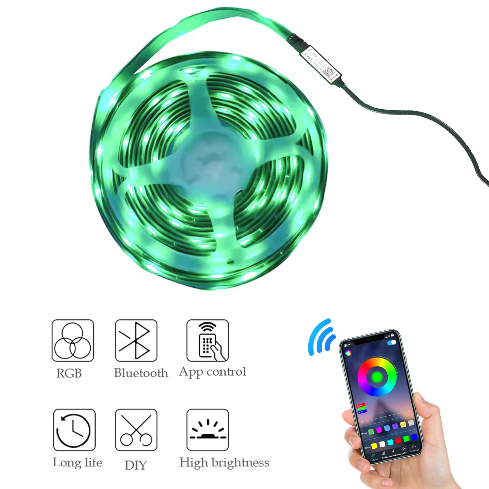 Tira de luces LED RGB 5050 USB 5V 20 teclas, cinta de lámpara de Control por aplicación IR Bluetooth para pantalla de TV, retroiluminación de