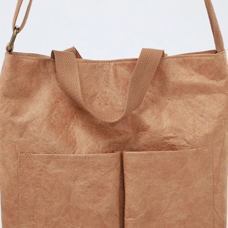 NEW Shoulder Bag Kraft Paper Tote Bag Large Capacity Casual Crossbody Bag Unisex Waterproof Solid Color Reusable Bags All-match