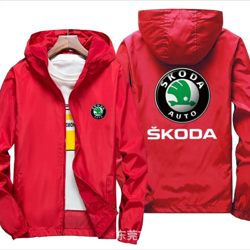 2023 Motorjas Winddicht Voor Skoda Logo Jack Mobike Riding Capuchon Pak Windjack Sweatshirts Race Rits Jas