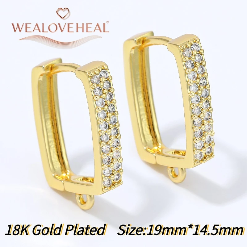 schmuckherstellung zubehör, 18K Vergoldete Messing Quadratische Huggie Hoop Ohrringe mit Mikro-Pavé Zirkonia und Schlaufe für DIY Hängeohrringe ​ Schmuckherstellungszubehör – Detail 22