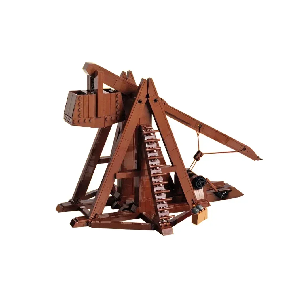 Gobricks MOC Medieval Trebuchet Bricks Model Medieval  Ancient Military Chariot Building Blocks Set Educational Toys For Gift