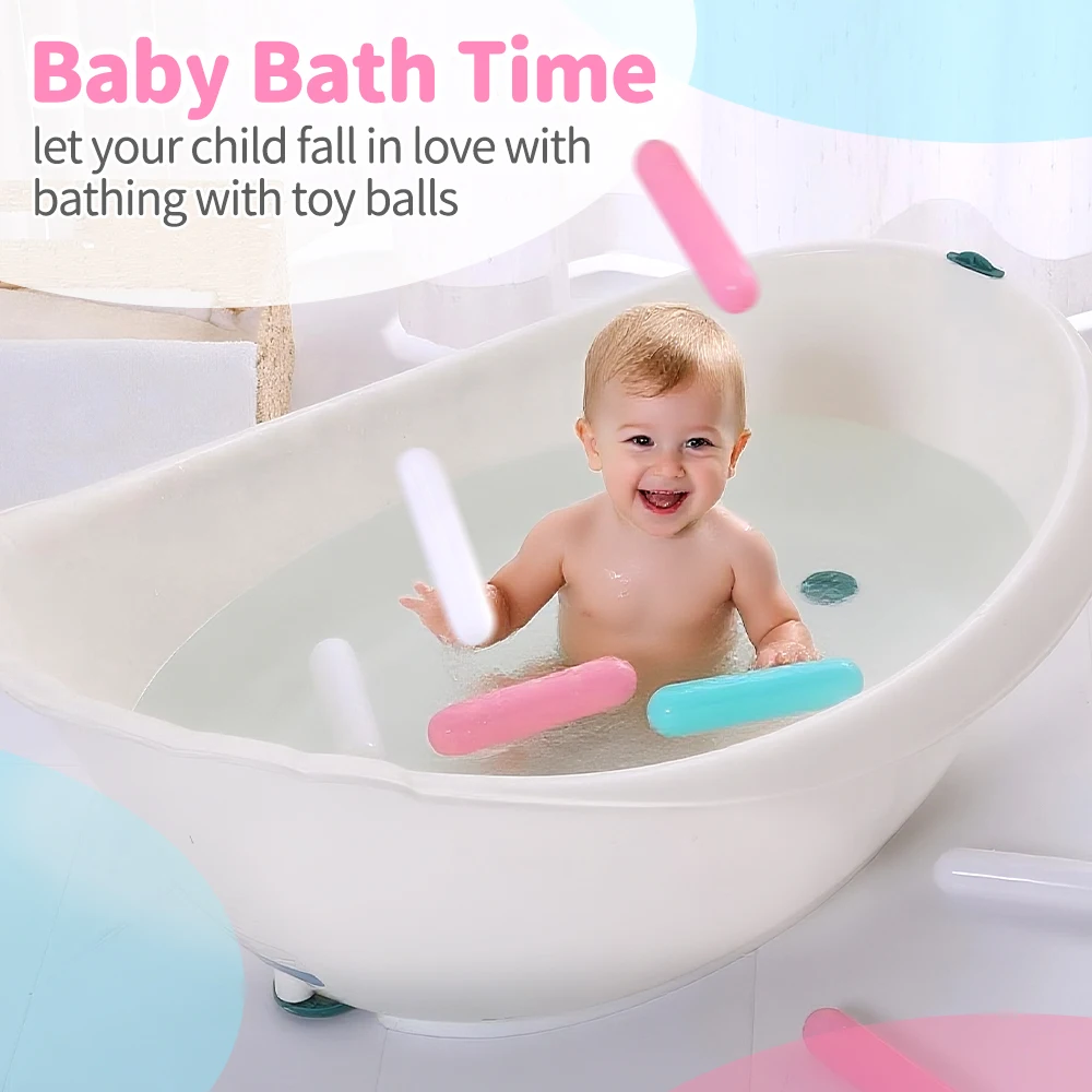 100pcs 4.92In Thicken Plastic Column Shape Ball Pit Balls Multi-colors for Kids Activity Center Play House Toys with Mesh Bag