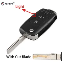 KEYYOU Uncut/Cut Blade 2/3 BT Remote Flip Folding Car Key Shell for VW Volkswagen MK4 Bora Golf 4 5 6 Passat Polo Bora Touran